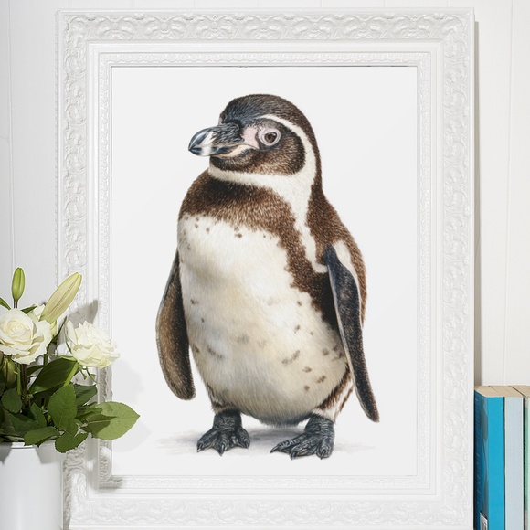Watercolor Humboldt Penguin Wall Art Print, Unframed - Charming Coastal Elegance - Picture 7 of 7
